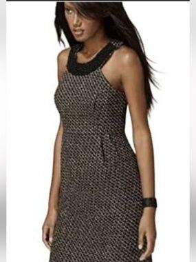 INC International Concepts Black and Cream Tweed wool blend dress size 2